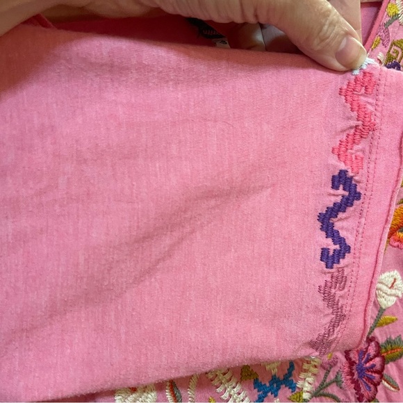 Johnny Was JWLA embroidered handkerchief hem tunic T-shirt pink small - Picture 4 of 9